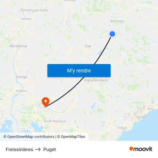 Freissinières to Puget map