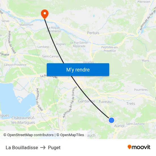 La Bouilladisse to Puget map