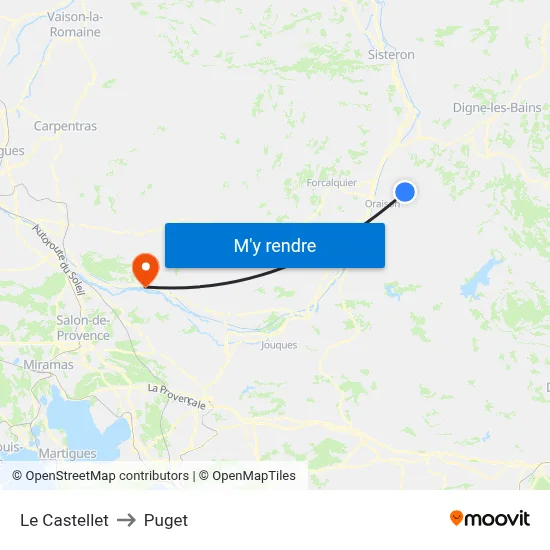 Le Castellet to Puget map