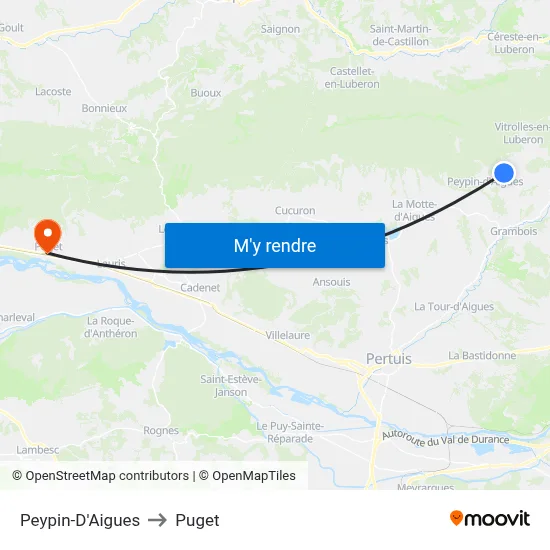 Peypin-D'Aigues to Puget map
