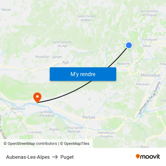 Aubenas-Les-Alpes to Puget map