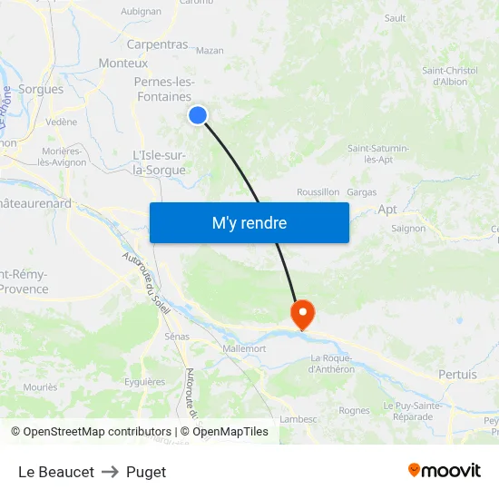 Le Beaucet to Puget map