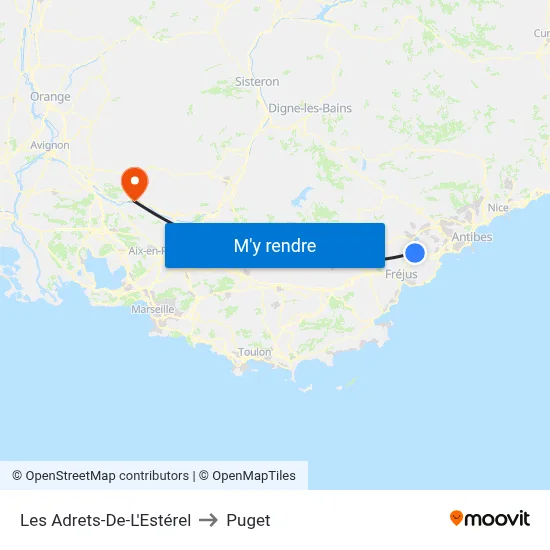 Les Adrets-De-L'Estérel to Puget map