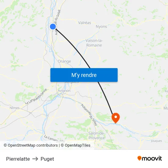 Pierrelatte to Puget map