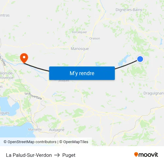 La Palud-Sur-Verdon to Puget map