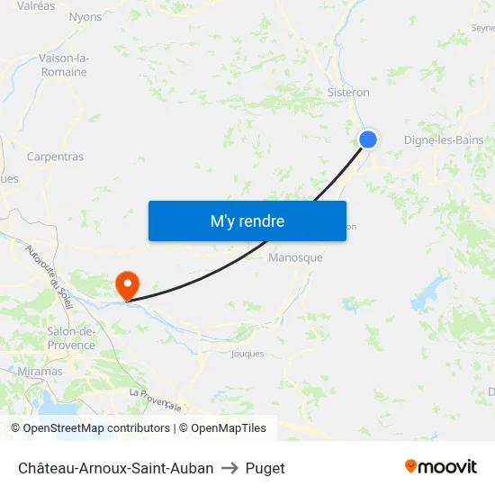 Château-Arnoux-Saint-Auban to Puget map