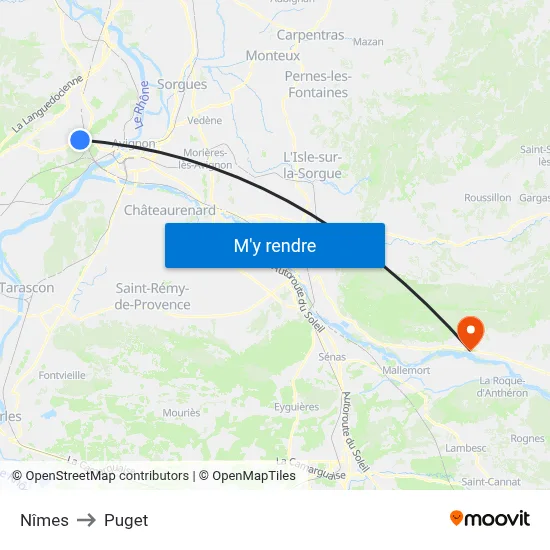 Nîmes to Puget map