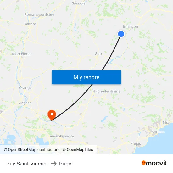 Puy-Saint-Vincent to Puget map