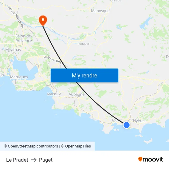 Le Pradet to Puget map