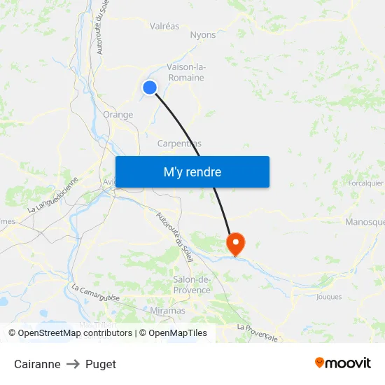 Cairanne to Puget map