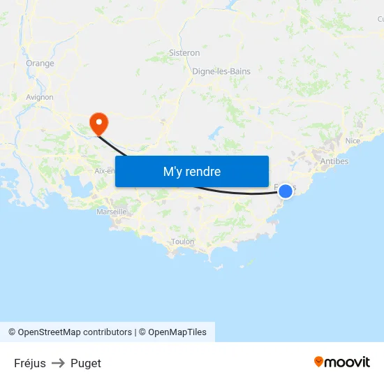 Fréjus to Puget map