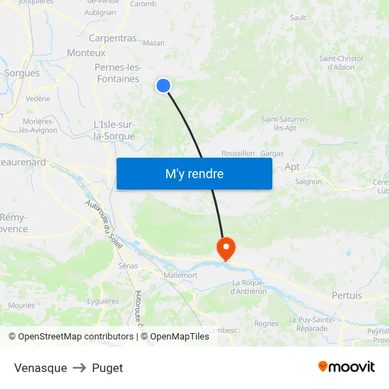 Venasque to Puget map