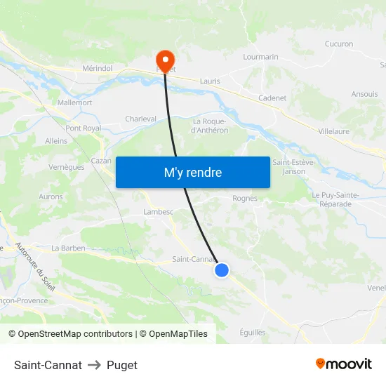 Saint-Cannat to Puget map