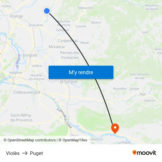 Violès to Puget map
