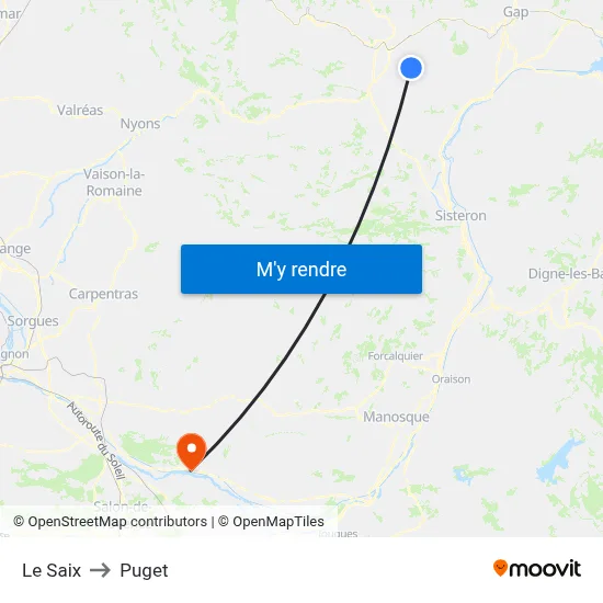 Le Saix to Puget map