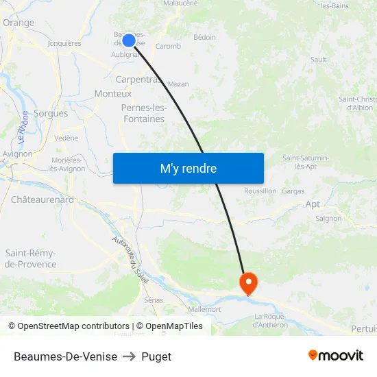 Beaumes-De-Venise to Puget map