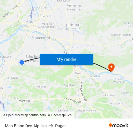 Mas-Blanc-Des-Alpilles to Puget map