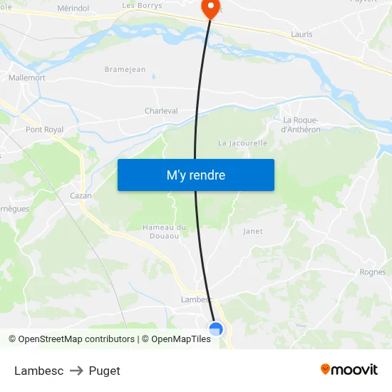 Lambesc to Puget map