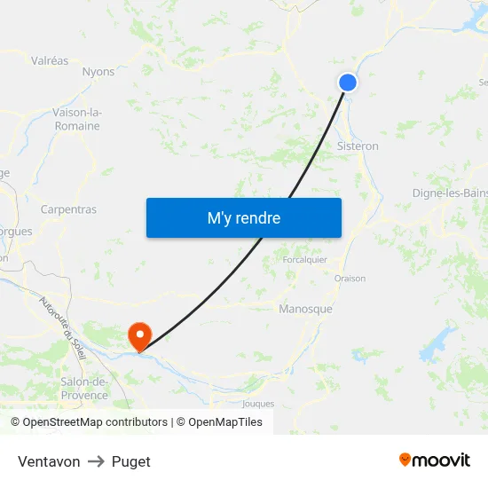 Ventavon to Puget map