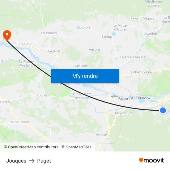 Jouques to Puget map
