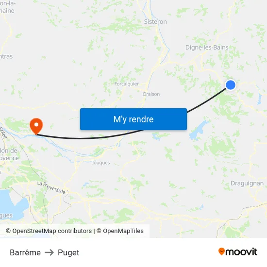 Barrême to Puget map