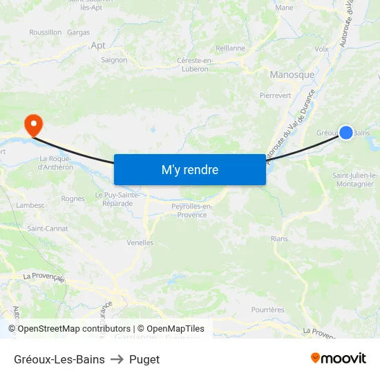 Gréoux-Les-Bains to Puget map
