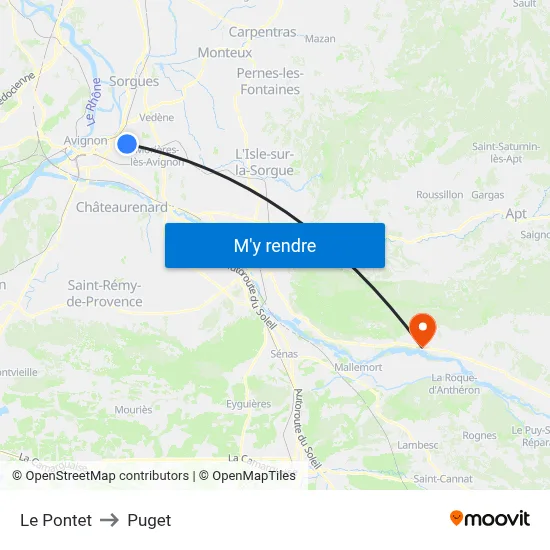 Le Pontet to Puget map