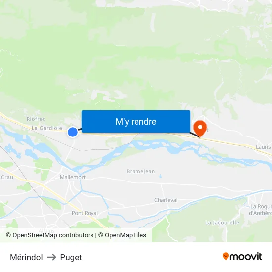 Mérindol to Puget map