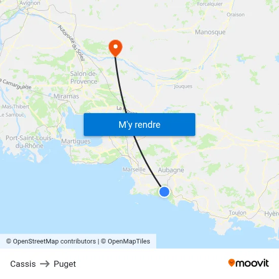 Cassis to Puget map
