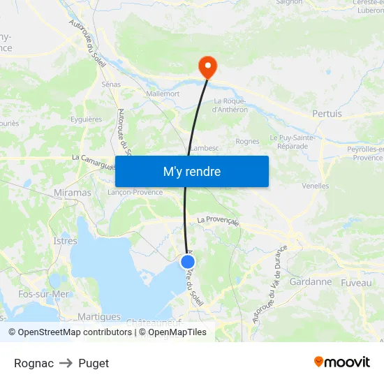 Rognac to Puget map