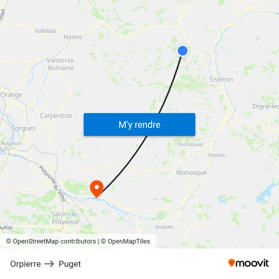 Orpierre to Puget map