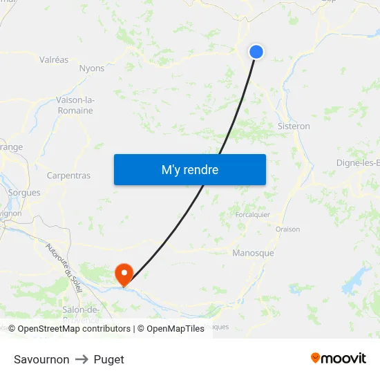 Savournon to Puget map