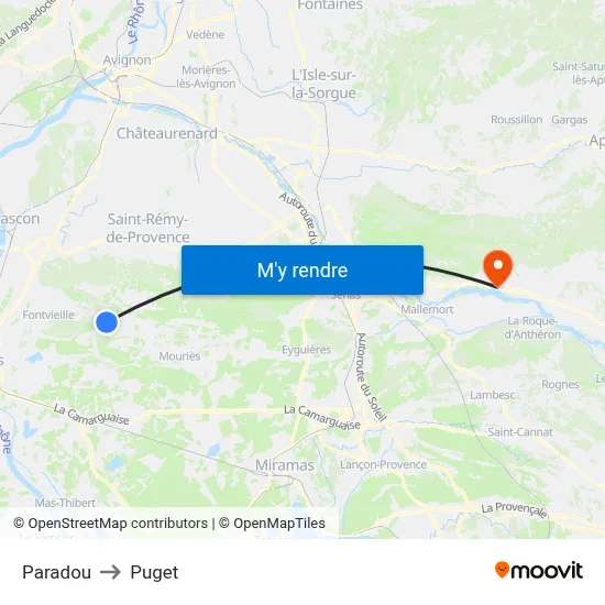 Paradou to Puget map