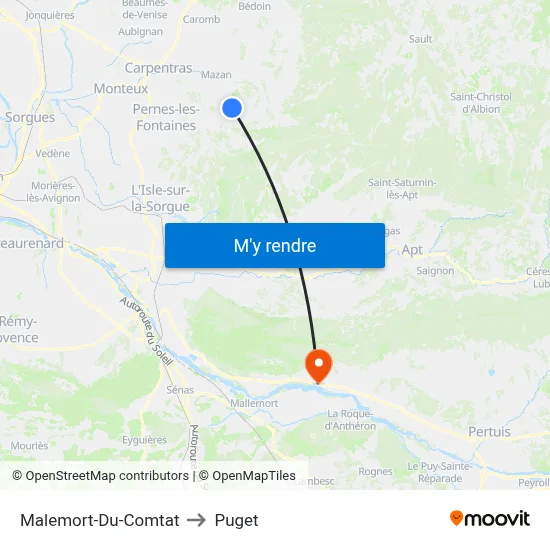 Malemort-Du-Comtat to Puget map