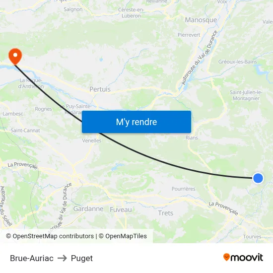 Brue-Auriac to Puget map