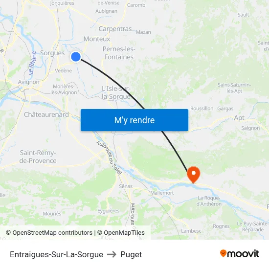 Entraigues-Sur-La-Sorgue to Puget map