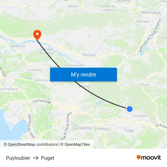 Puyloubier to Puget map