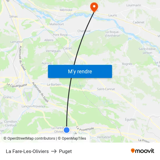 La Fare-Les-Oliviers to Puget map