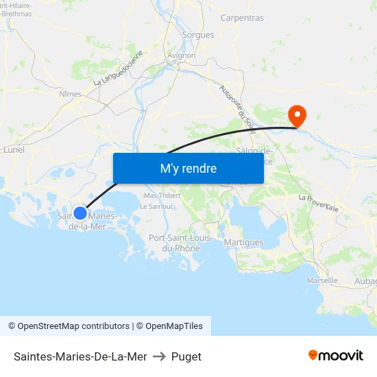 Saintes-Maries-De-La-Mer to Puget map