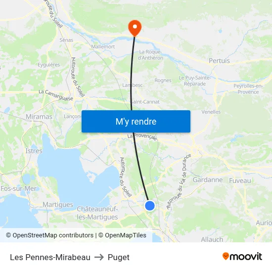 Les Pennes-Mirabeau to Puget map