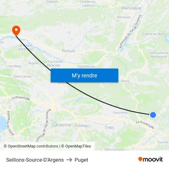 Seillons-Source-D'Argens to Puget map