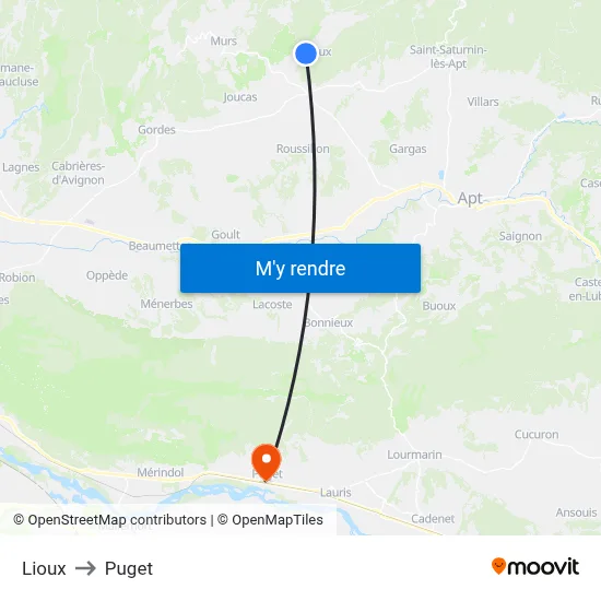 Lioux to Puget map