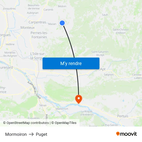 Mormoiron to Puget map