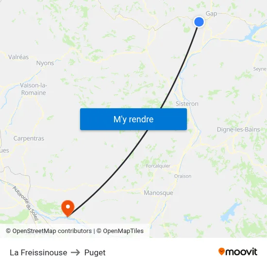 La Freissinouse to Puget map