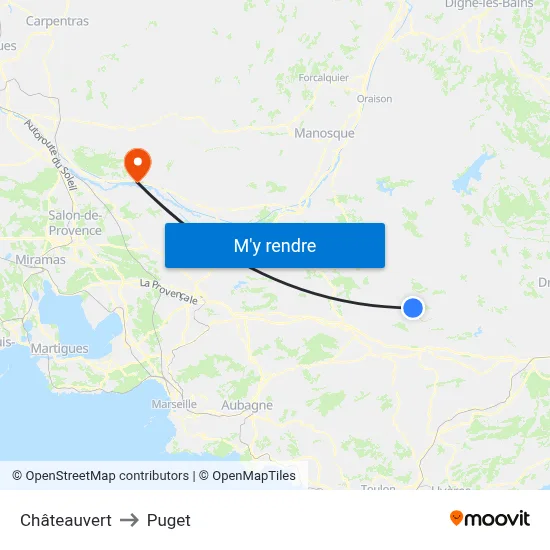 Châteauvert to Puget map