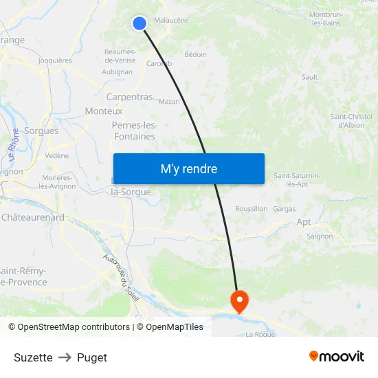 Suzette to Puget map