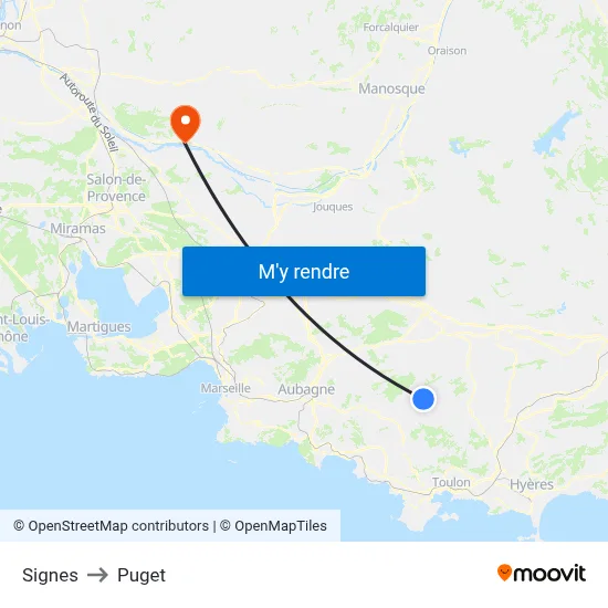 Signes to Puget map