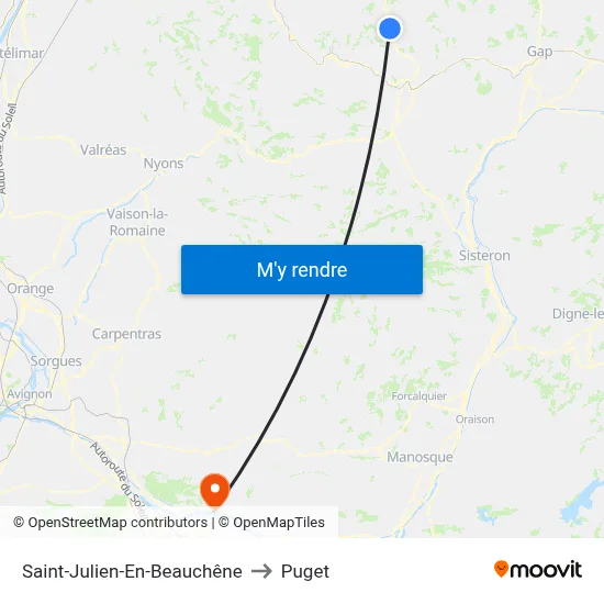 Saint-Julien-En-Beauchêne to Puget map