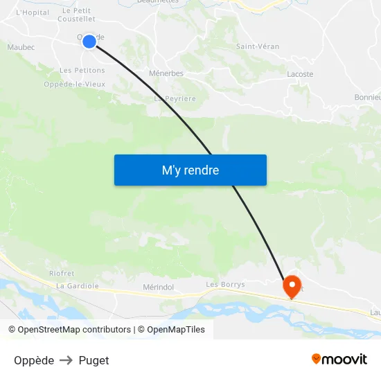 Oppède to Puget map