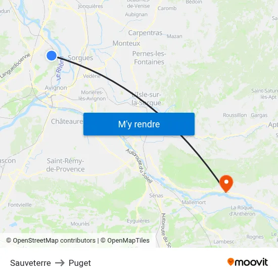 Sauveterre to Puget map
